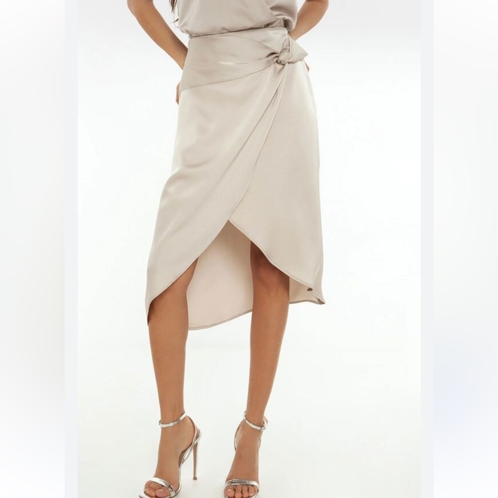 Babaton Asymmetrical Cream Skirt
